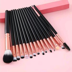 15 piece dual fiber black makeup brush set | 3 for $20